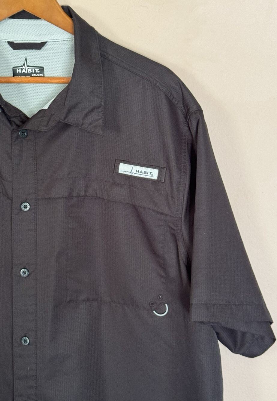 Habit Fishing Outdoor Shirt 2XL Black Vented Moist Wicking 40+ Solar Factor UV